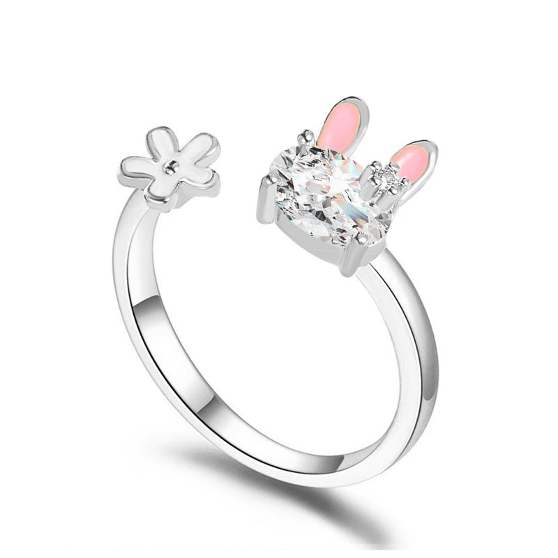 Wholesale Bunny Flower Easter Copper Rings